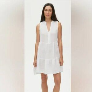 C&C California White Sleeveless 100% Cotton Fully-Lined Dress w Pockets